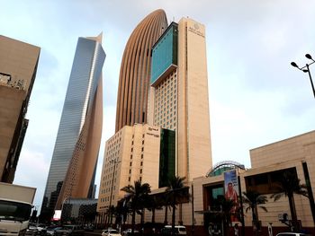 Low angle view of modern buildings against sky
