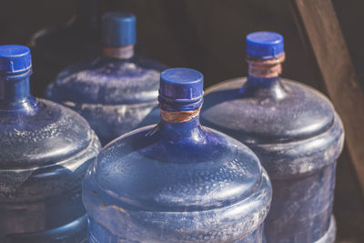 Close-up of water bottle on table