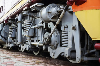 Close-up of train on footpath