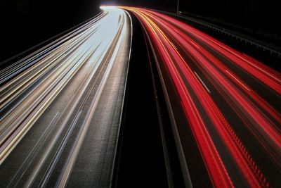 Light trails on highway at night