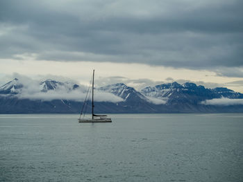 Scenic view of sea against sky during winter