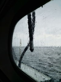 Close-up of wet window during rainy season