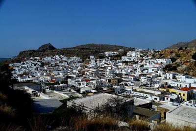 High angle view of townscape against sky