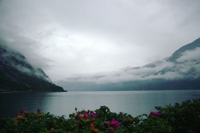 Scenic view of lake against clear sky