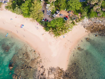 High angle view of people on beach