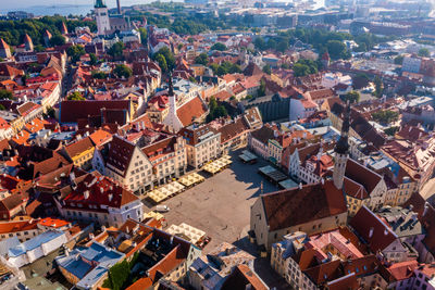 High angle shot of townscape