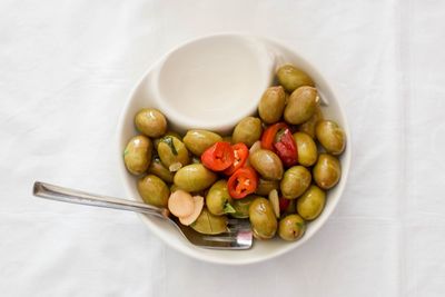 High angle view of fruits in bowl