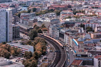 High angle view of buildings in berlin city