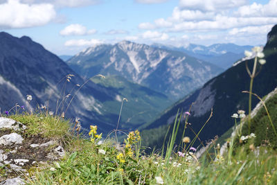 Scenic view of mountains against sky