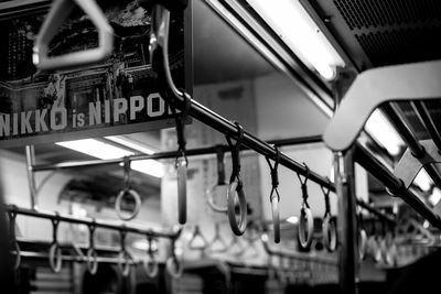 Low angle view of train in subway station