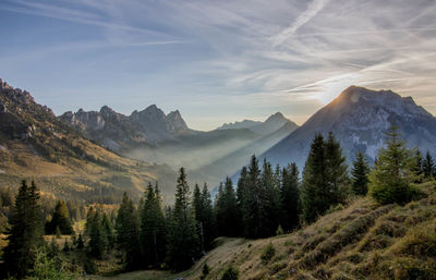 Scenic view of mountains against sky