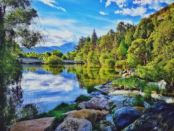 Scenic view of lake against sky