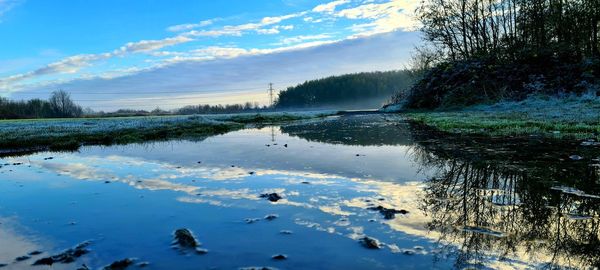 Scenic view of lake against sky