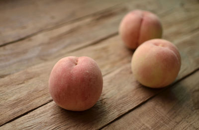 High angle view of apples on table