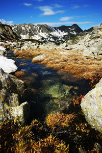 Scenic view of mountains during winter