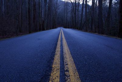 Road amidst trees in forest against sky