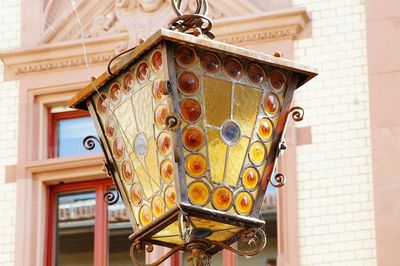 Low angle view of glass lantern