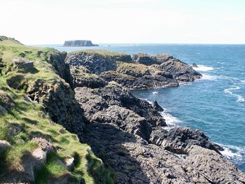 Scenic view of sea against clear sky