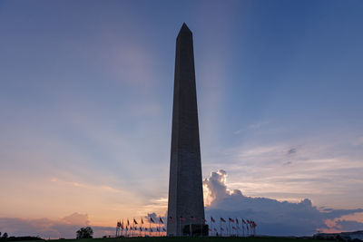 Low angle view of monument against sky during sunset