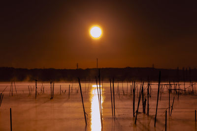 Scenic view of sunset over river