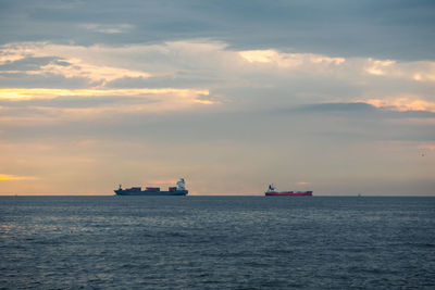 Scenic view of sea against sky during sunset