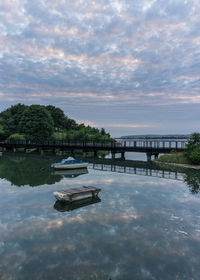 Bridge over river against sky