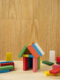 Close-up of stuffed toy on wooden table