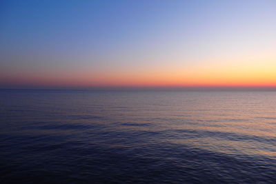 Scenic view of sea against clear sky during sunset