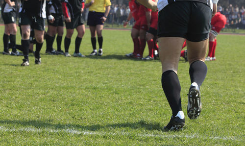 Low section of playing on rugby field