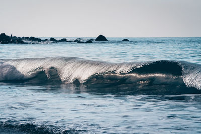 Scenic view of sea against clear sky