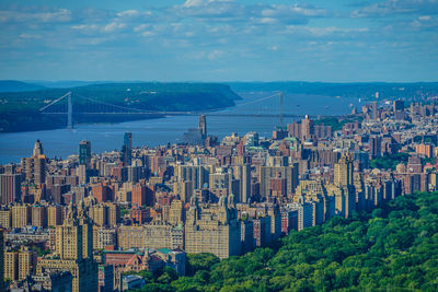 High angle view of cityscape against sky