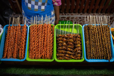 Various vegetables for sale at market stall