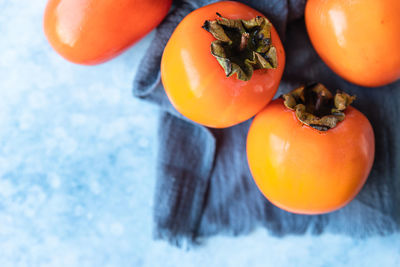 High angle view of oranges on table