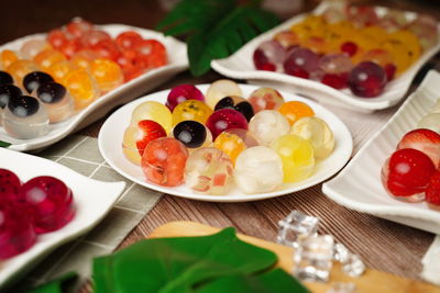 Close-up of fruits in plate