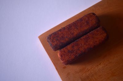 Close-up of chocolate cake on table