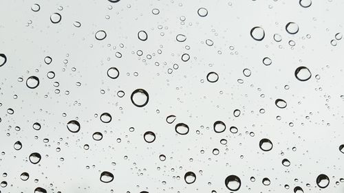 Full frame shot of raindrops on glass