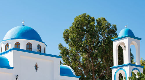 Blue white church on the island kos greece