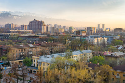 High angle view of townscape against sky