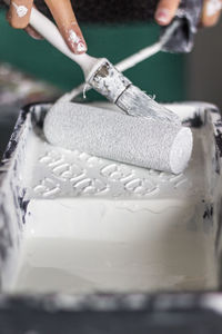 Close-up of hands working