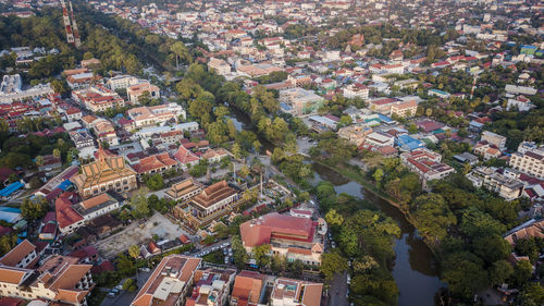 Drone aerial photograph of siem reap, cambodia.