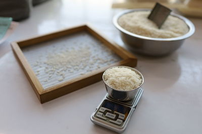 High angle view of coffee on table