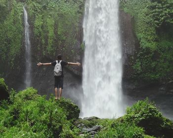 View of waterfall in forest