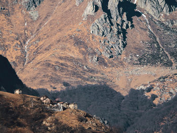 High angle view of rock formations on landscape