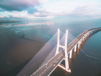 Panoramic shot of bridge over sea against sky