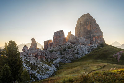 Scenic view of rocky mountains against sky
