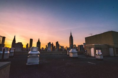 View of city at sunset