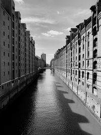 Canal amidst buildings against sky in city