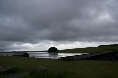 Scenic view of land against sky