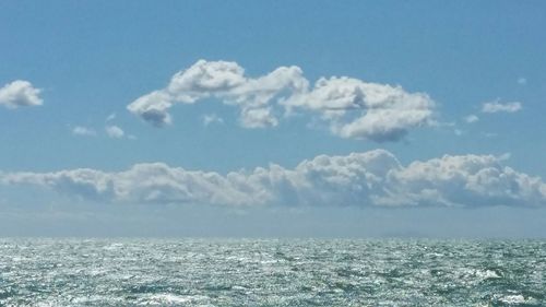 Scenic view of sea against blue sky