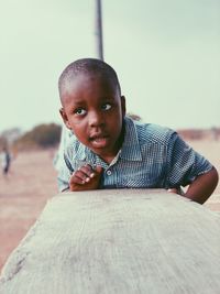 Portrait of smiling boy outdoors